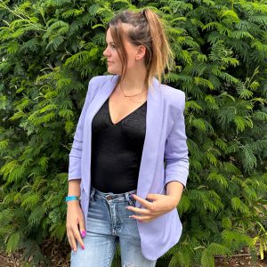 Veste blazer à manches froncées