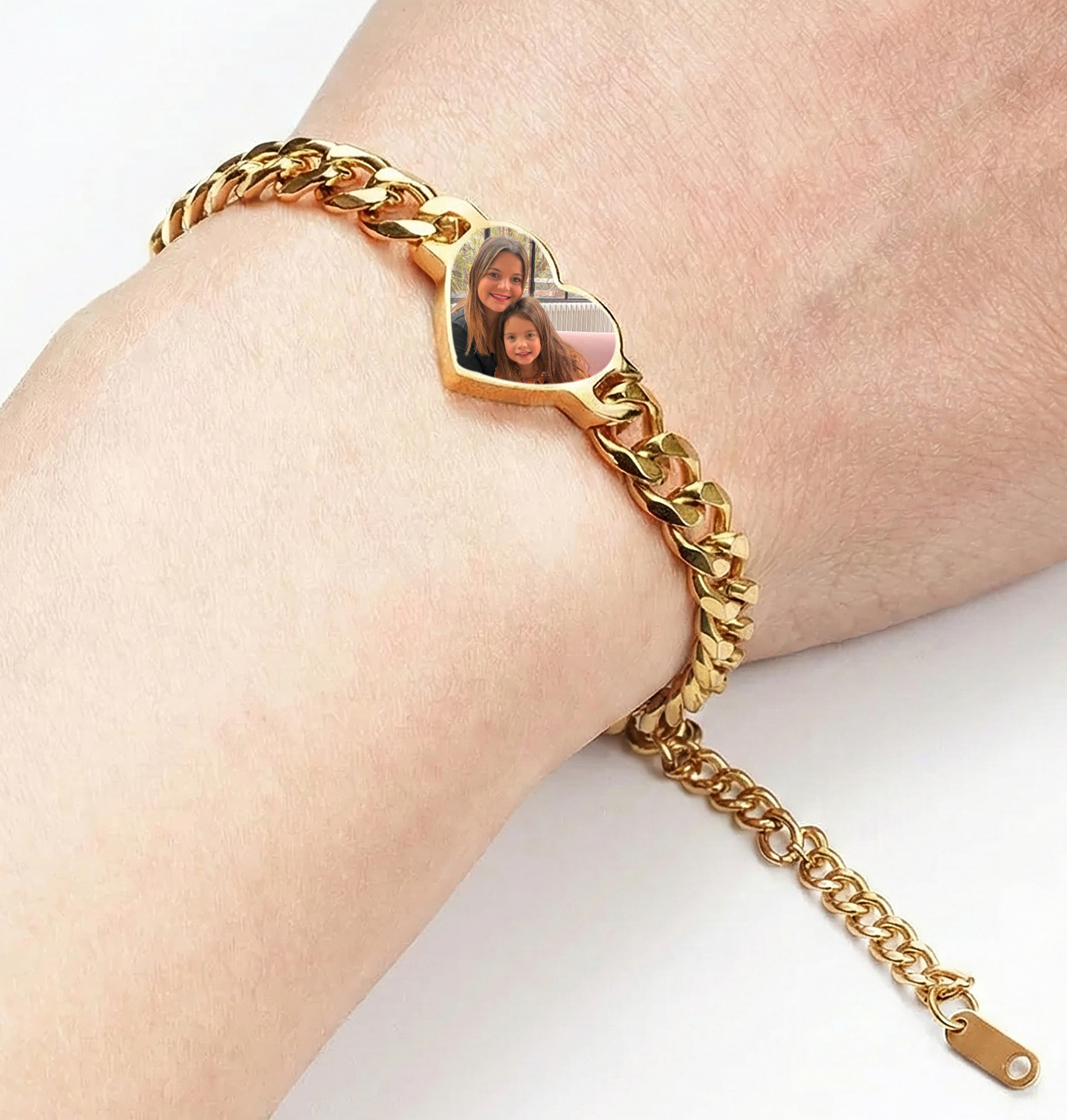 Bracelet cœur personnalisé avec photo en acier inoxydable – Image 3