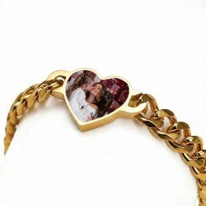 Bracelet cœur personnalisé avec photo en acier inoxydable