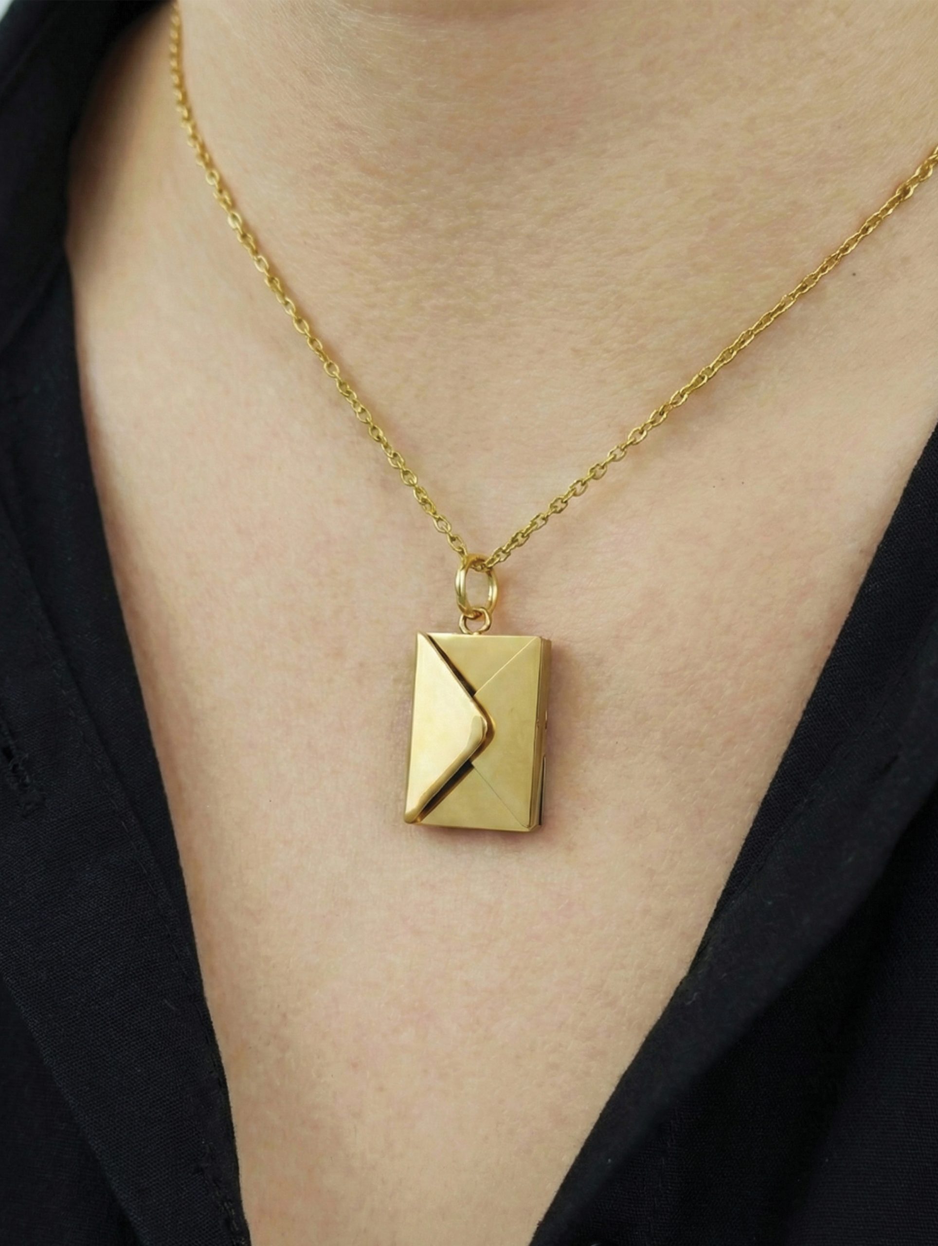 Collier enveloppe personnalisé avec photo en acier inoxydable – Image 3