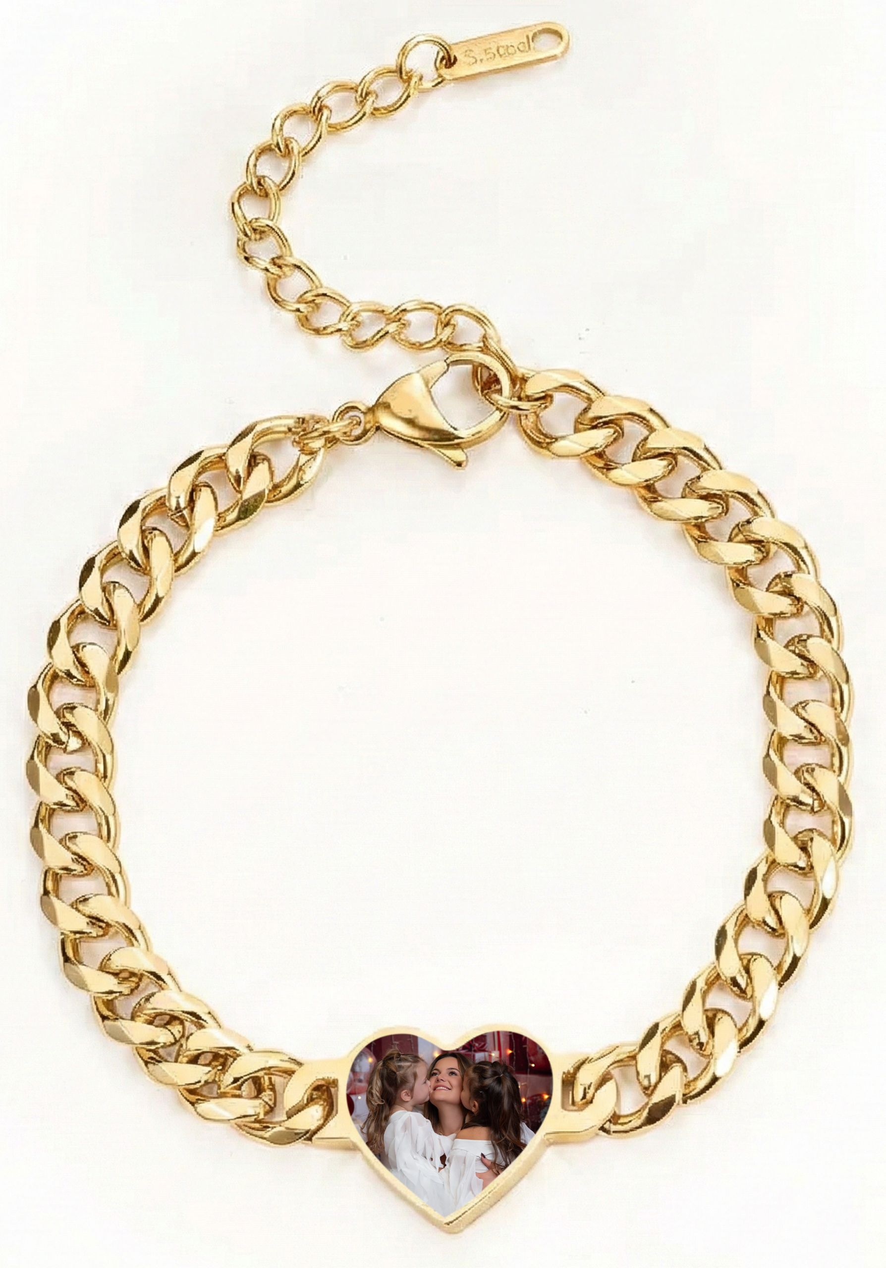 Bracelet cœur personnalisé avec photo en acier inoxydable – Image 2
